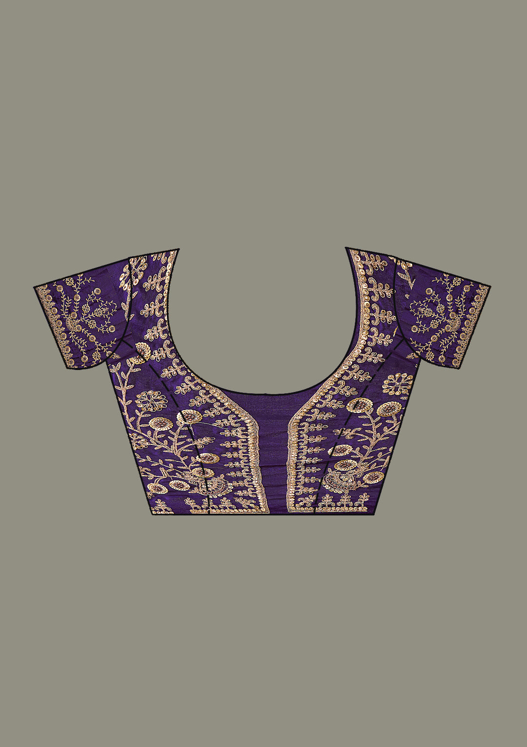 Purple Zariwork & Sequins Embroidery Tissue Saree (GS11122) - Image 9