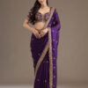 Purple Zariwork & Sequins Embroidery Tissue Saree (GS11122)
