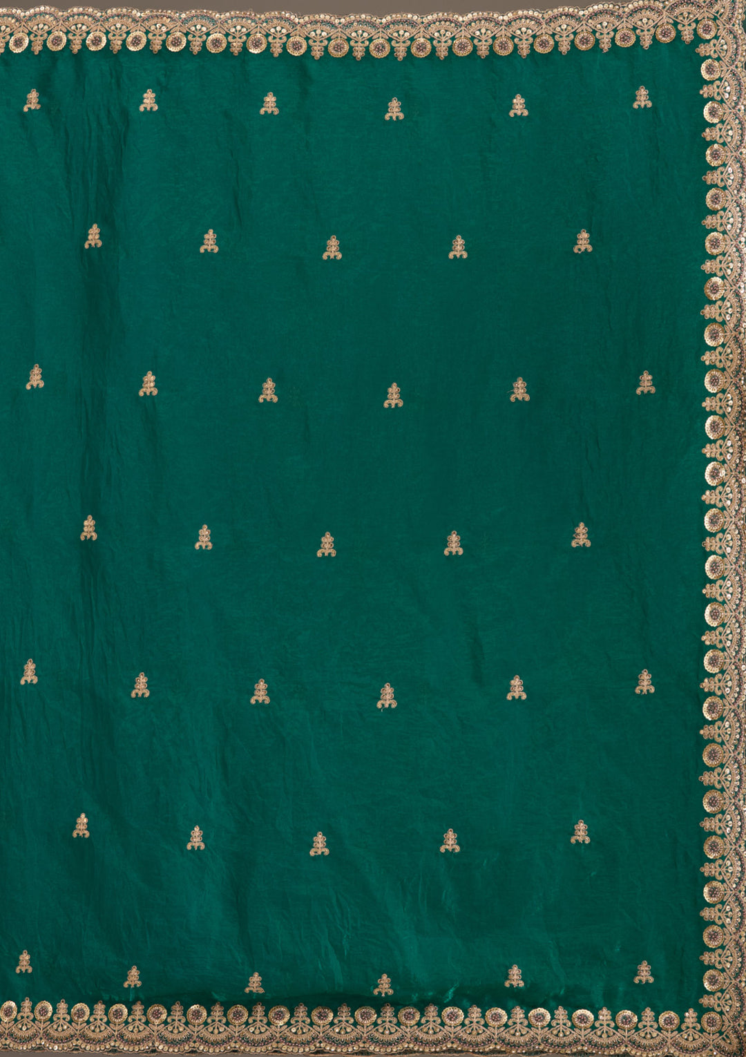 Peacock Green Zariwork & Sequins Embroidery Tissue Saree (GS11123) - Image 8