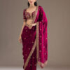 Dark Maroon Zariwork & Sequins Embroidery Tissue Saree (GS11121)