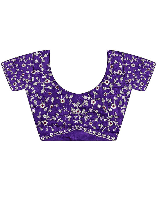 Purple Tissue Silk Sequins Embroidery Saree (GS11345) - Image 6